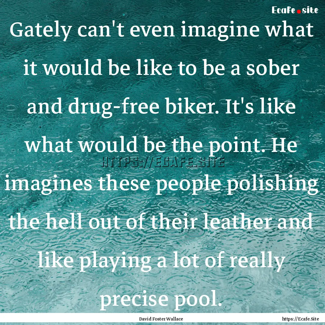 Gately can't even imagine what it would be.... : Quote by David Foster Wallace