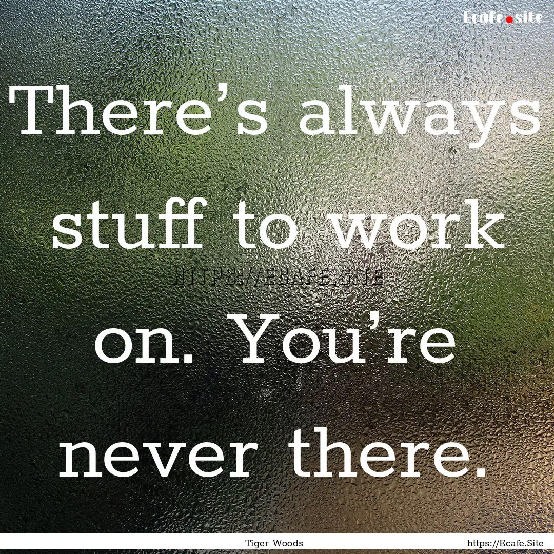 There’s always stuff to work on. You’re.... : Quote by Tiger Woods