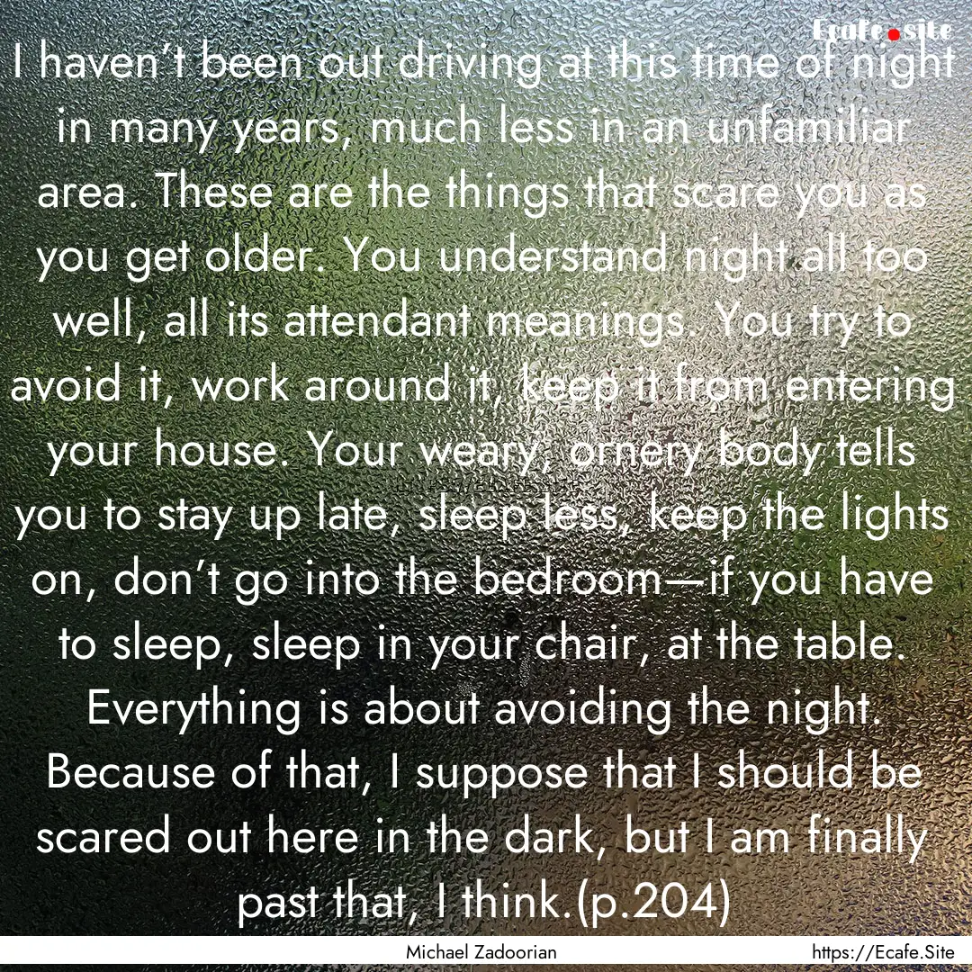 I haven’t been out driving at this time.... : Quote by Michael Zadoorian