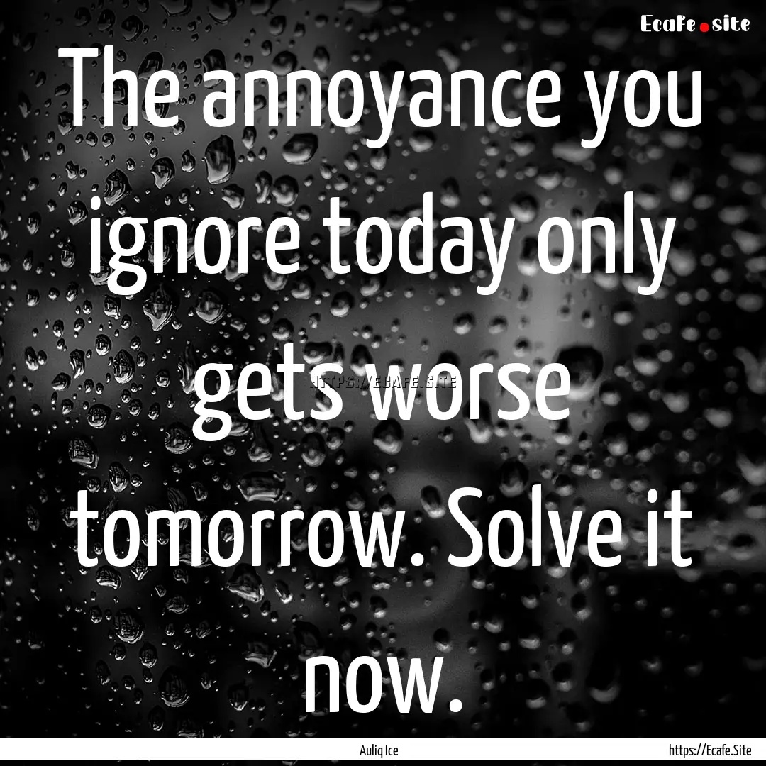 The annoyance you ignore today only gets.... : Quote by Auliq Ice