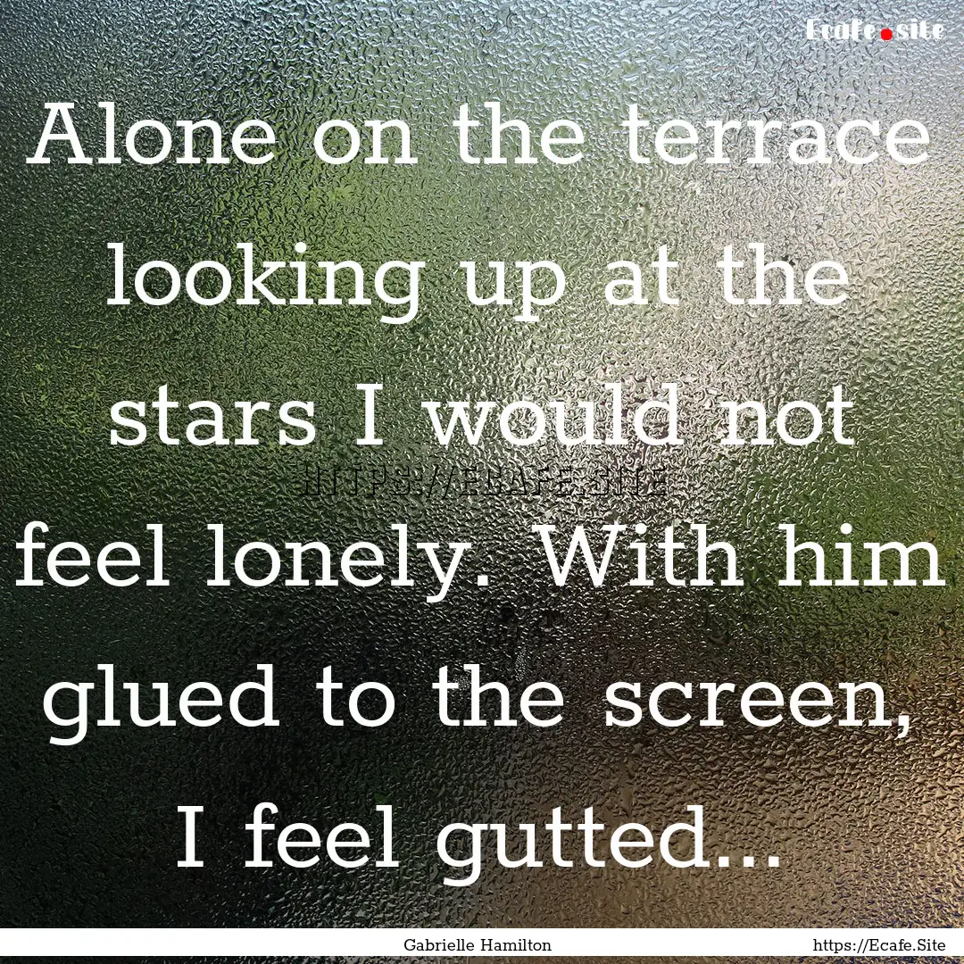 Alone on the terrace looking up at the stars.... : Quote by Gabrielle Hamilton