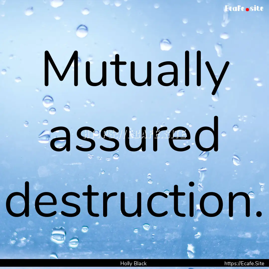 Mutually assured destruction. : Quote by Holly Black