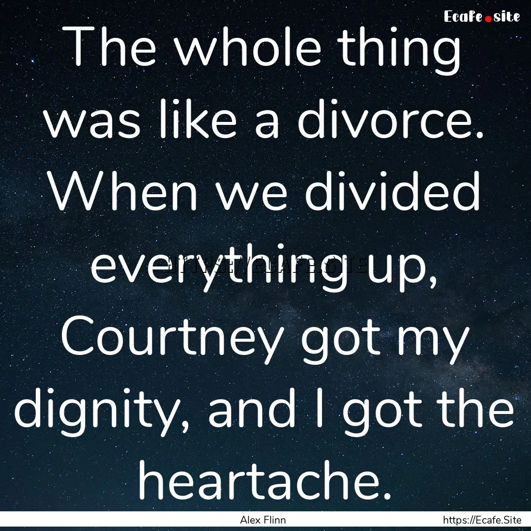 The whole thing was like a divorce. When.... : Quote by Alex Flinn