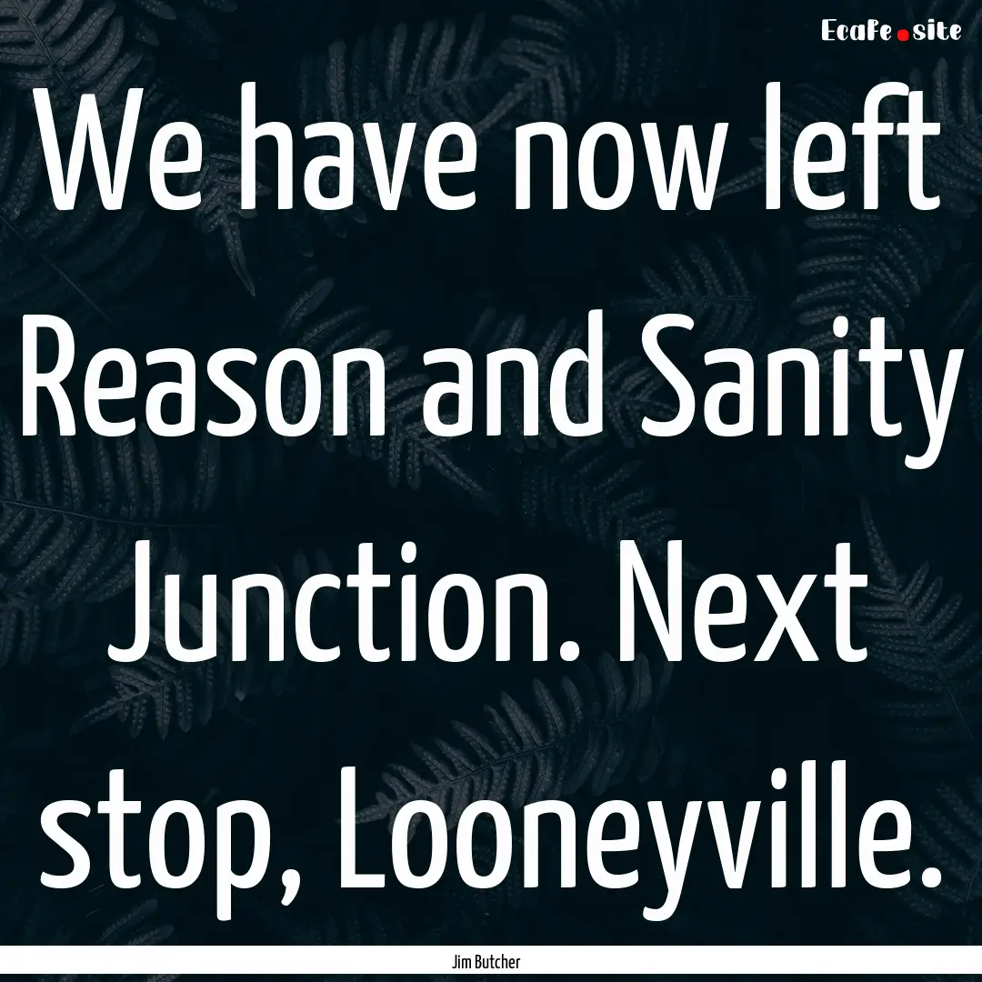 We have now left Reason and Sanity Junction..... : Quote by Jim Butcher