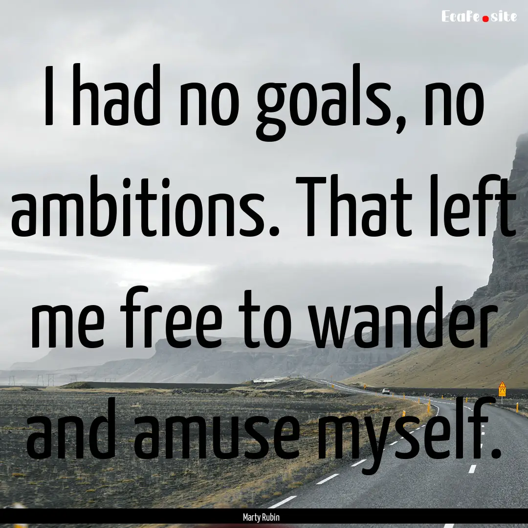 I had no goals, no ambitions. That left me.... : Quote by Marty Rubin