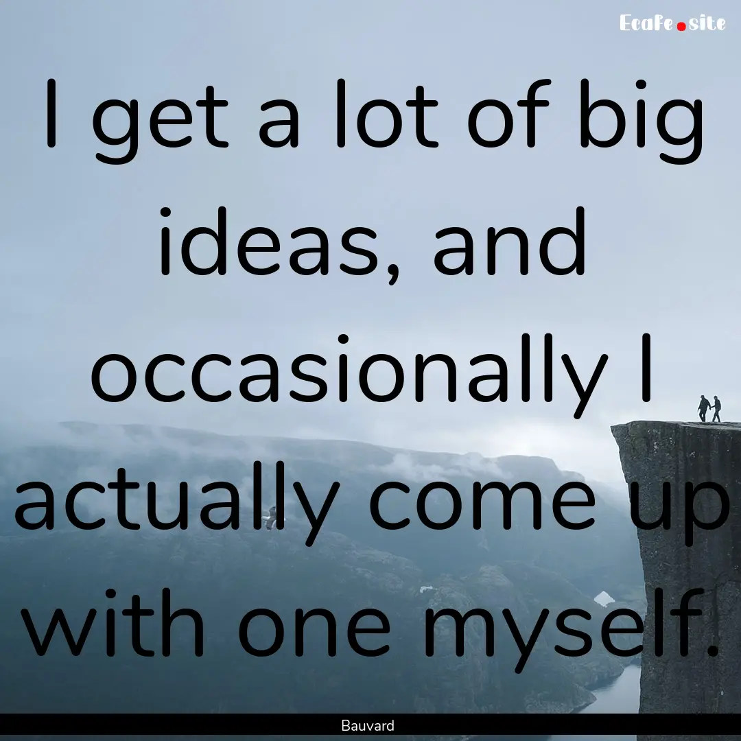 I get a lot of big ideas, and occasionally.... : Quote by Bauvard