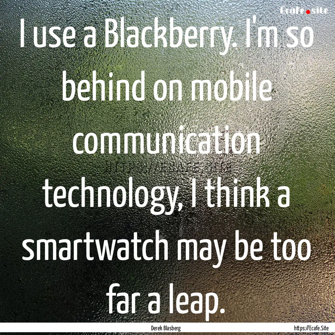 I use a Blackberry. I'm so behind on mobile.... : Quote by Derek Blasberg