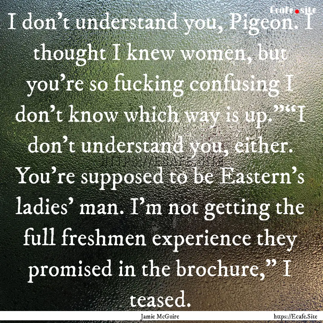 I don’t understand you, Pigeon. I thought.... : Quote by Jamie McGuire