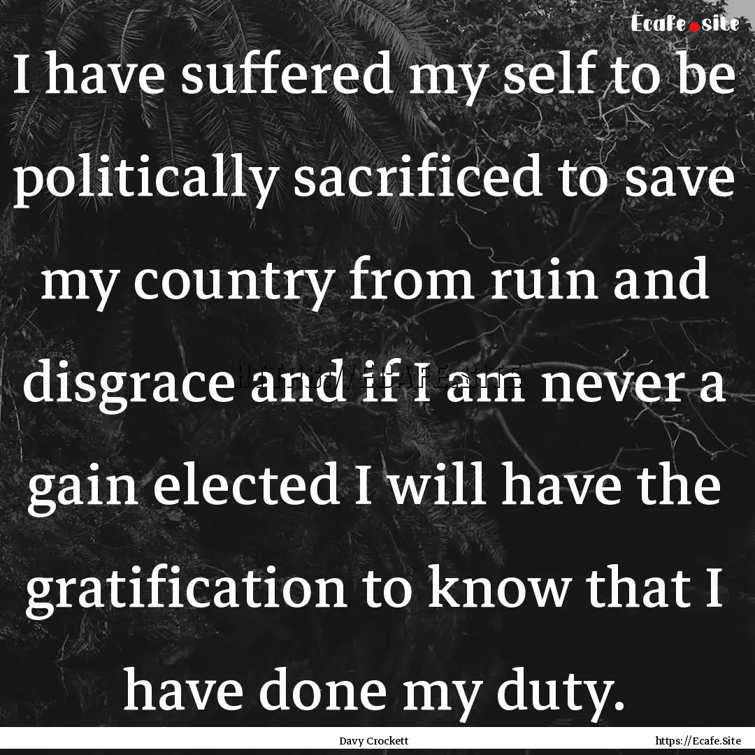 I have suffered my self to be politically.... : Quote by Davy Crockett