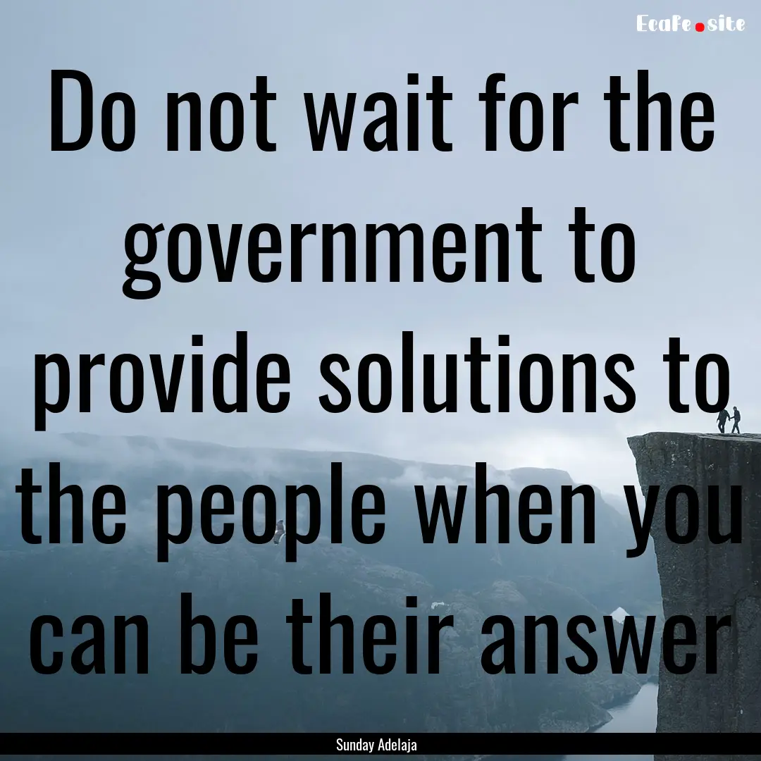 Do not wait for the government to provide.... : Quote by Sunday Adelaja