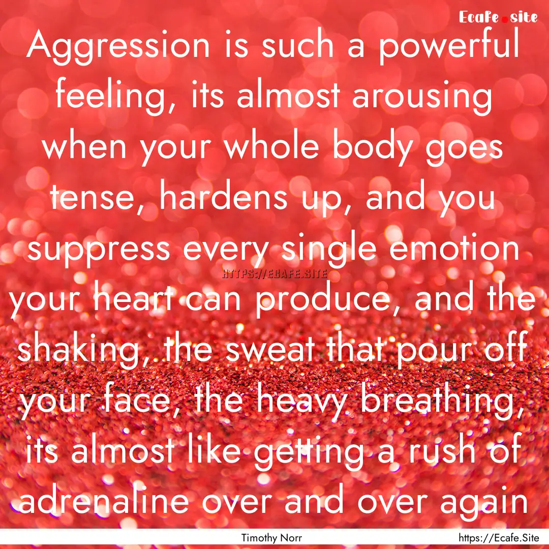 Aggression is such a powerful feeling, its.... : Quote by Timothy Norr