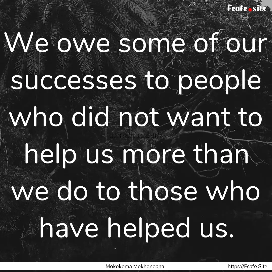 We owe some of our successes to people who.... : Quote by Mokokoma Mokhonoana