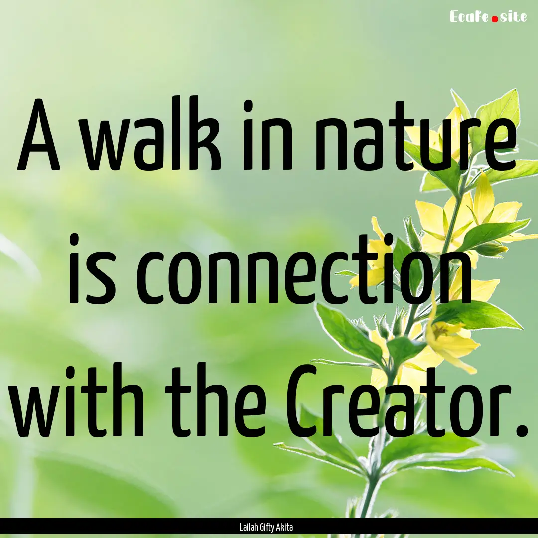 A walk in nature is connection with the Creator..... : Quote by Lailah Gifty Akita