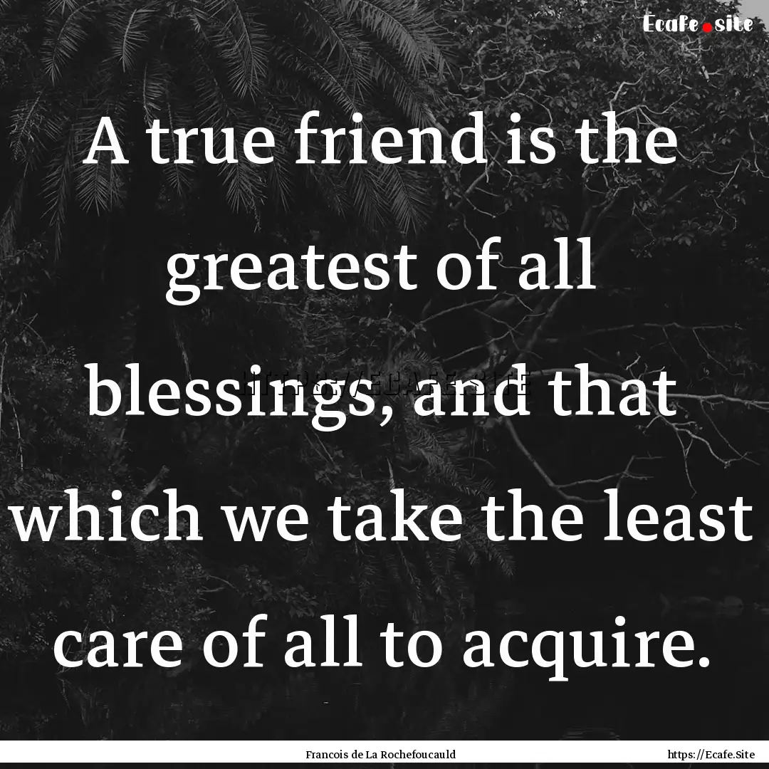 A true friend is the greatest of all blessings,.... : Quote by Francois de La Rochefoucauld