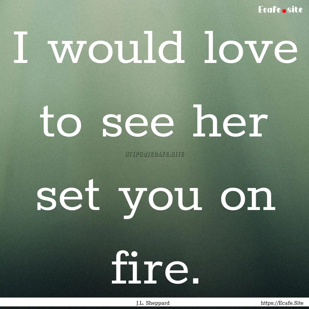 I would love to see her set you on fire. : Quote by J.L. Sheppard