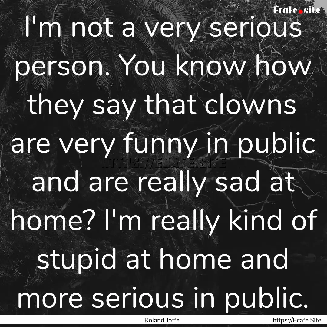 I'm not a very serious person. You know how.... : Quote by Roland Joffe