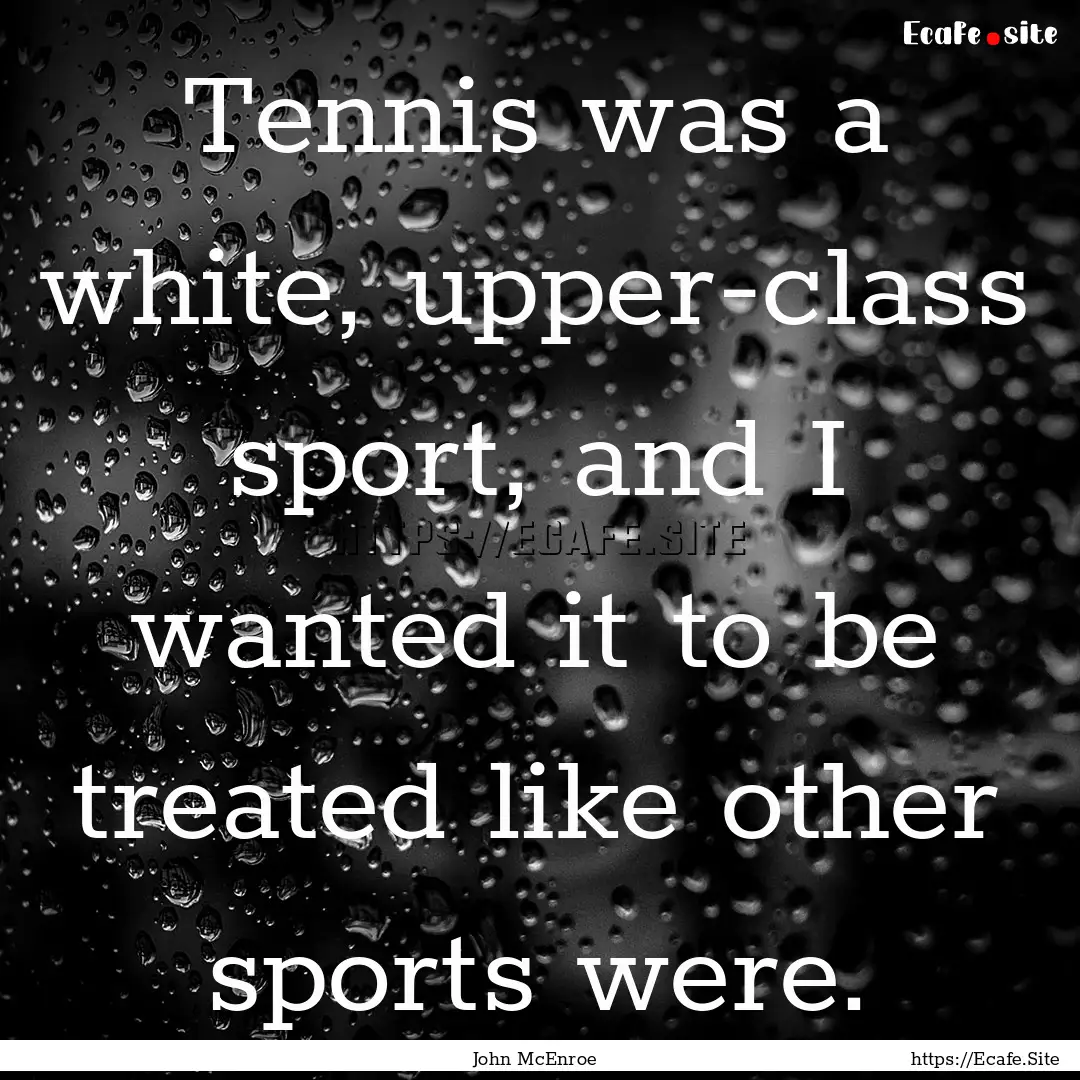 Tennis was a white, upper-class sport, and.... : Quote by John McEnroe