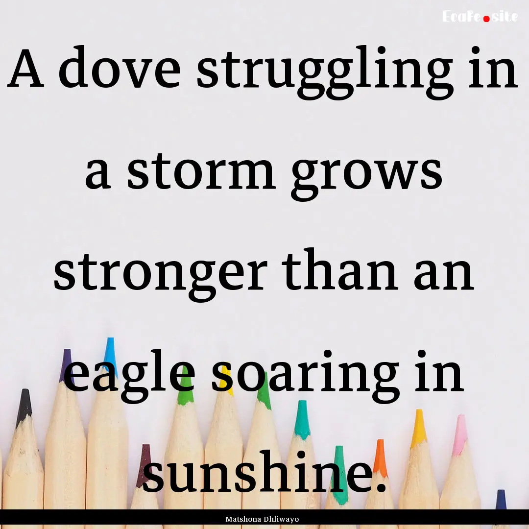 A dove struggling in a storm grows stronger.... : Quote by Matshona Dhliwayo