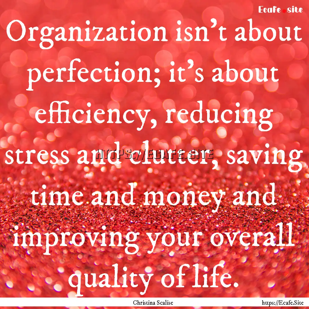 Organization isn't about perfection; it's.... : Quote by Christina Scalise