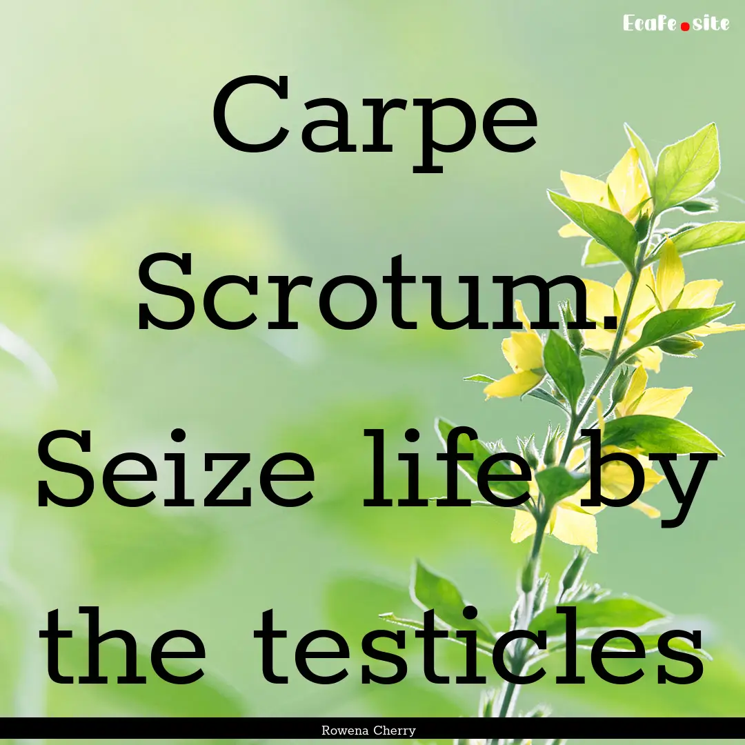 Carpe Scrotum. Seize life by the testicles.... : Quote by Rowena Cherry