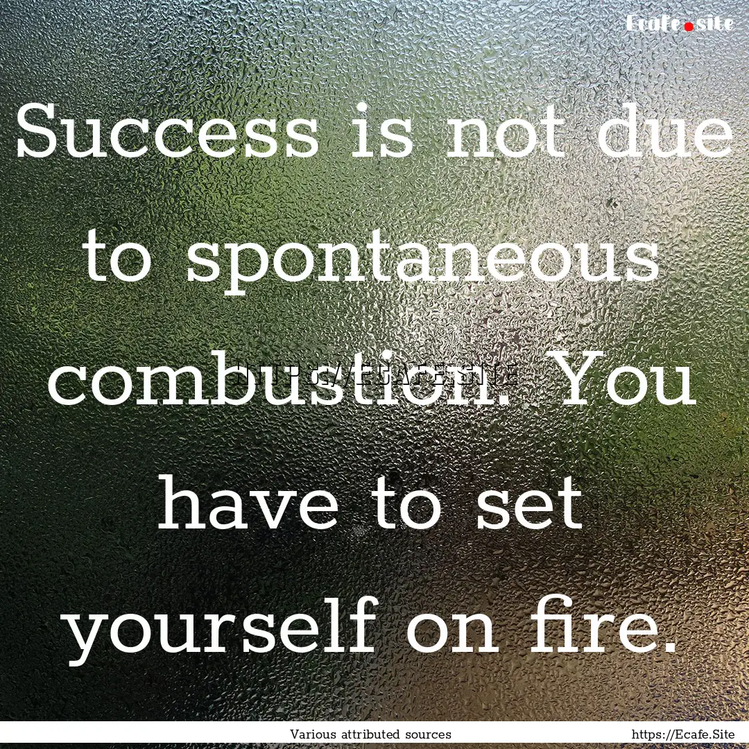 Success is not due to spontaneous combustion..... : Quote by Various attributed sources