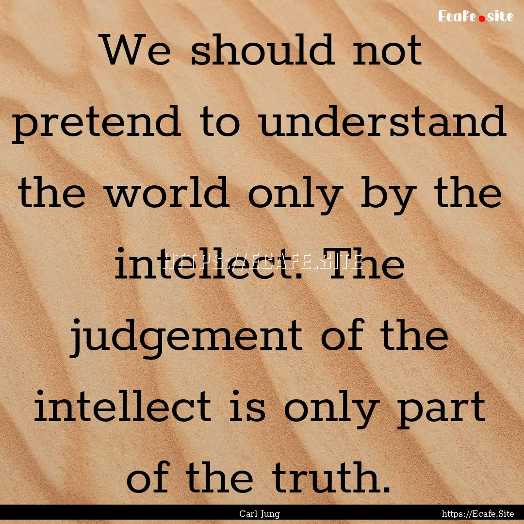 We should not pretend to understand the world.... : Quote by Carl Jung