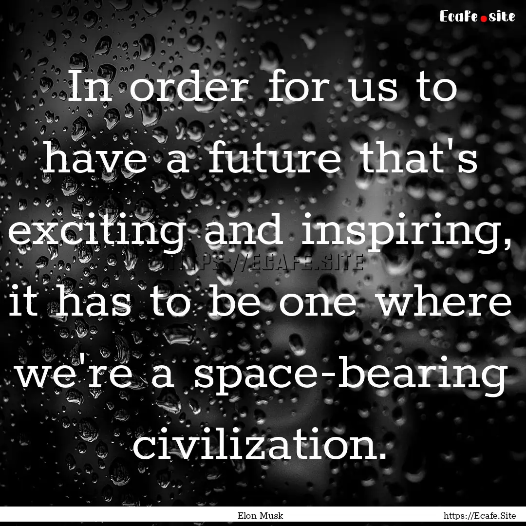 In order for us to have a future that's exciting.... : Quote by Elon Musk