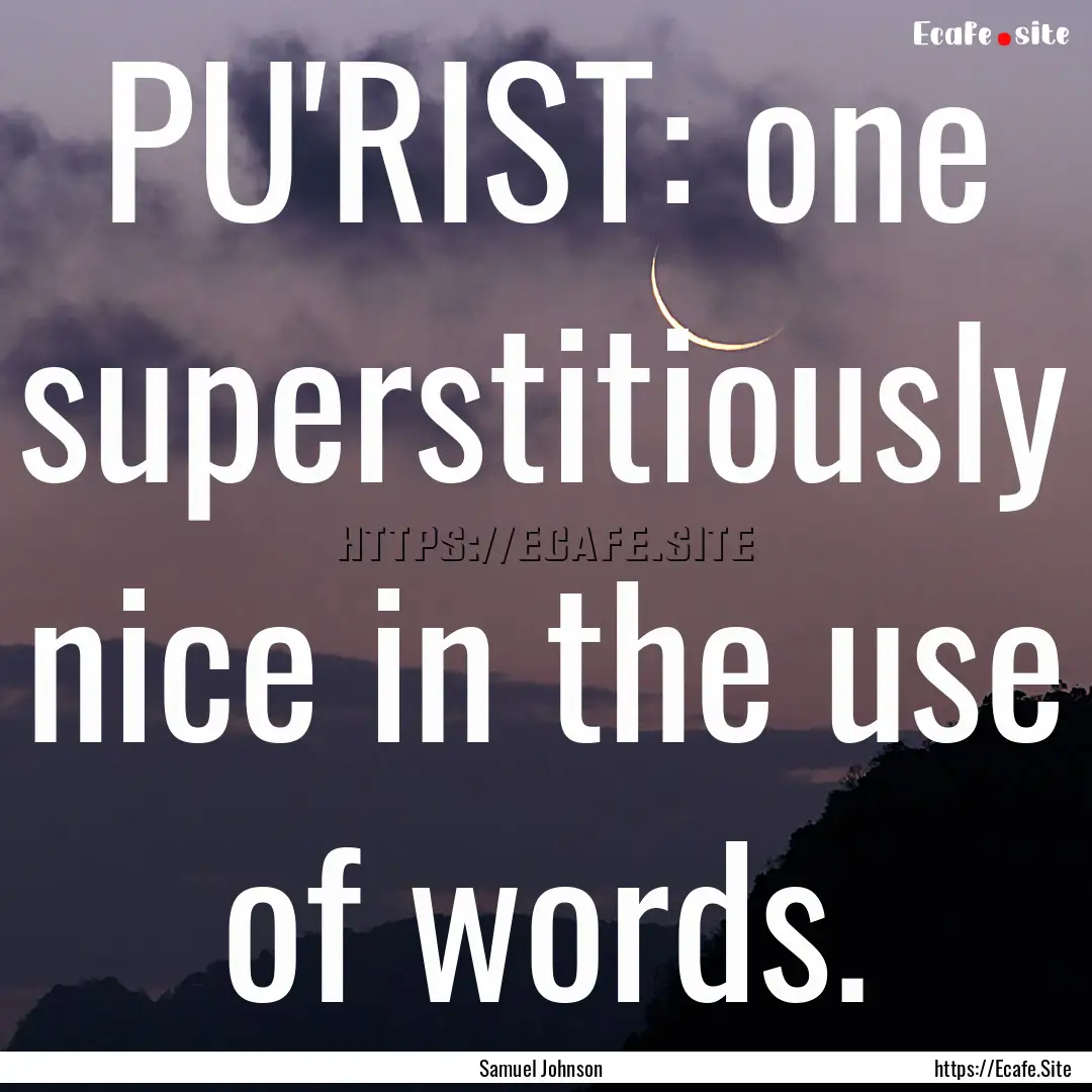 PU'RIST: one superstitiously nice in the.... : Quote by Samuel Johnson