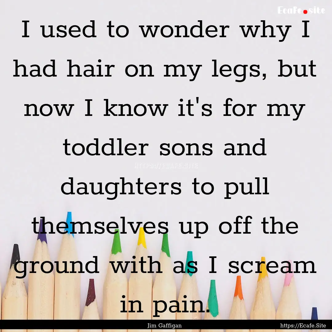 I used to wonder why I had hair on my legs,.... : Quote by Jim Gaffigan