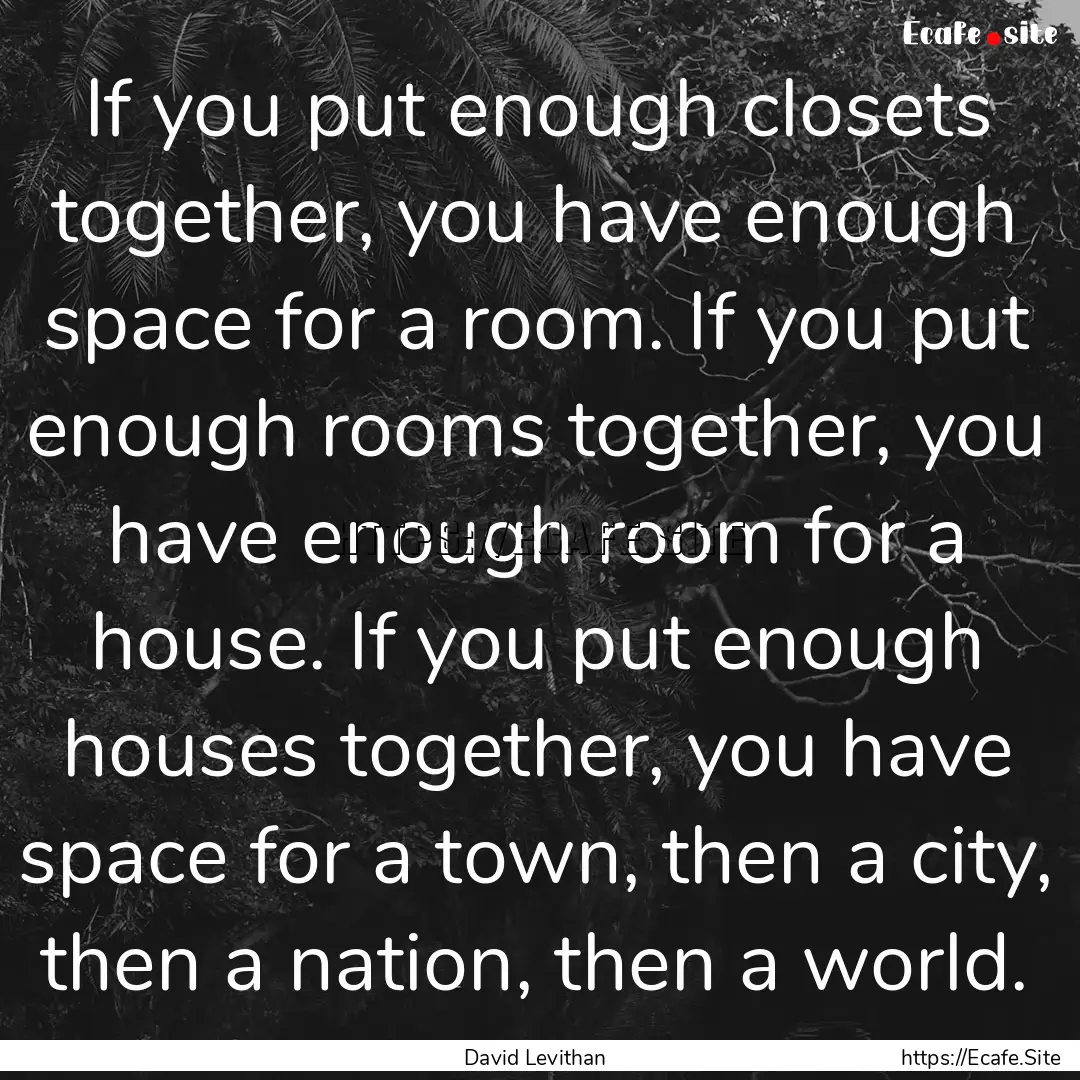 If you put enough closets together, you have.... : Quote by David Levithan