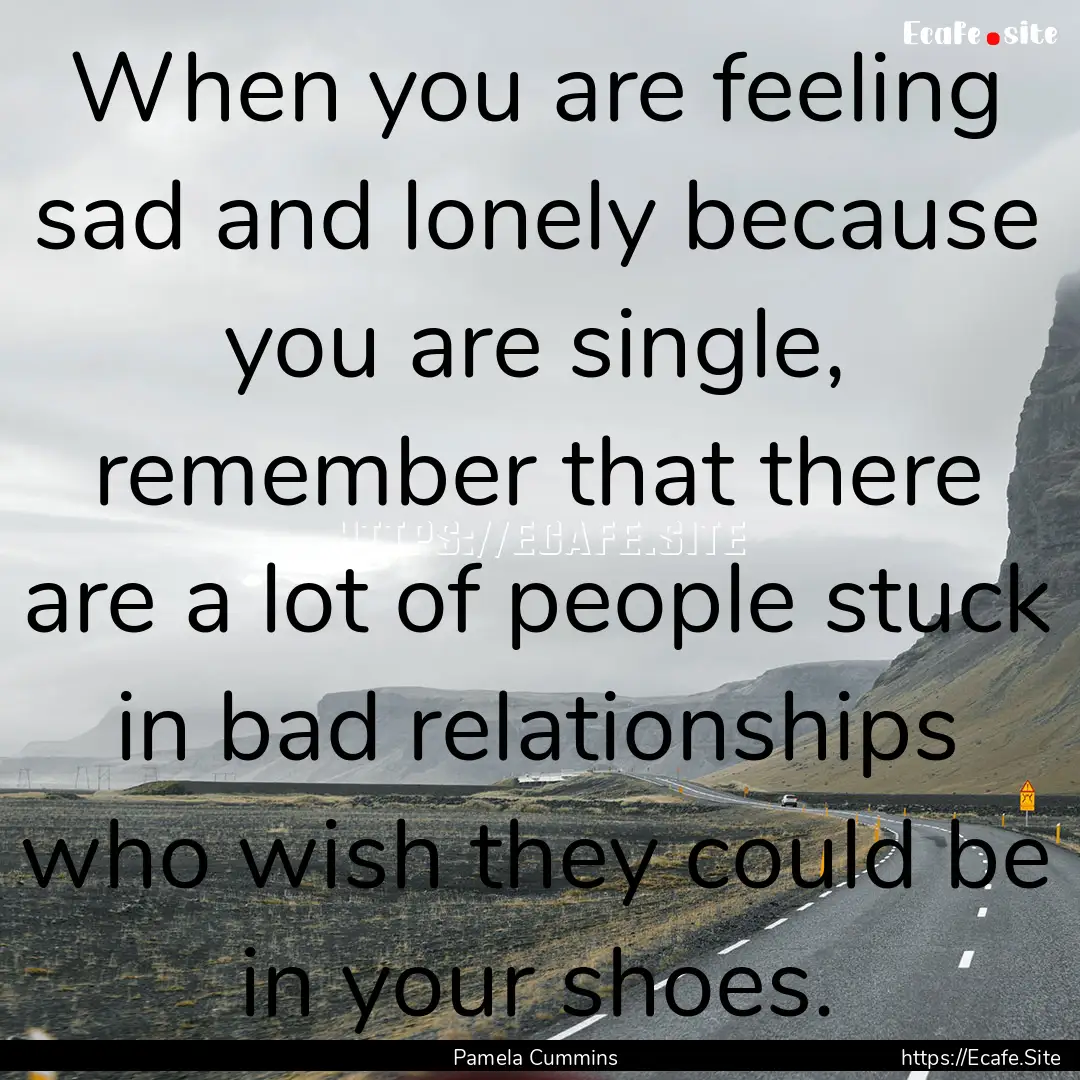 When you are feeling sad and lonely because.... : Quote by Pamela Cummins