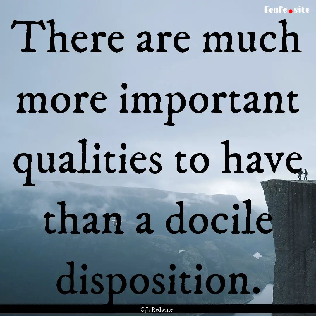 There are much more important qualities to.... : Quote by C.J. Redwine