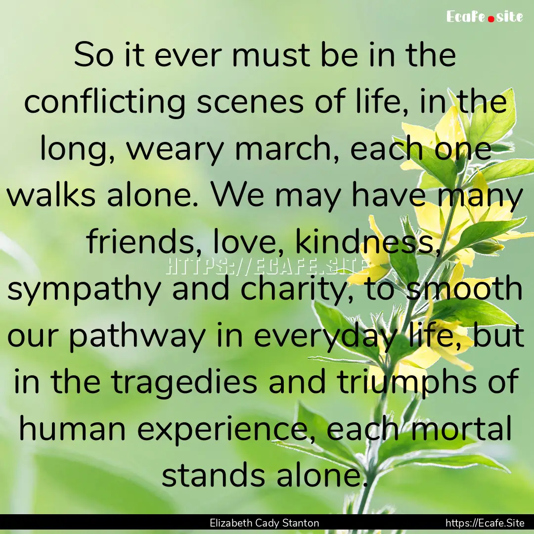 So it ever must be in the conflicting scenes.... : Quote by Elizabeth Cady Stanton