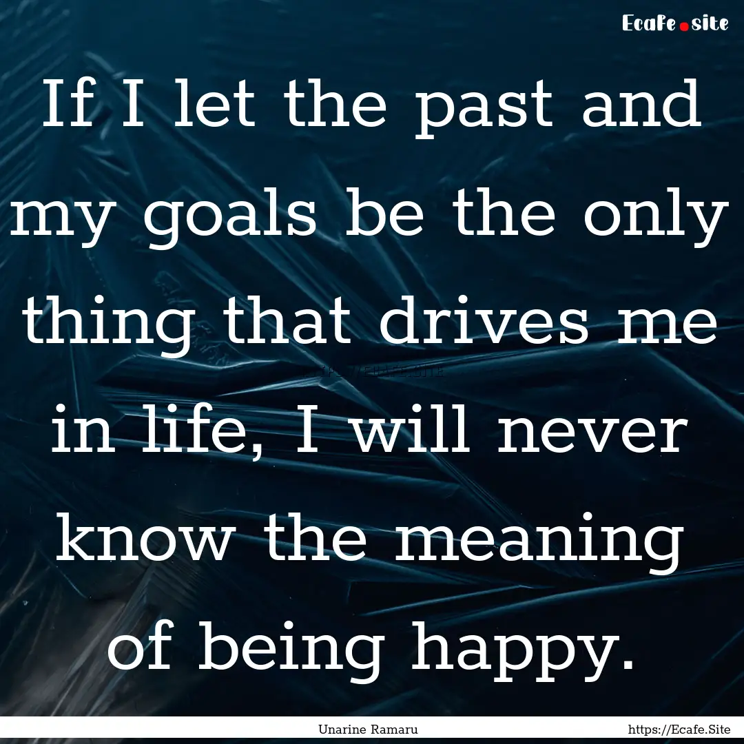 If I let the past and my goals be the only.... : Quote by Unarine Ramaru