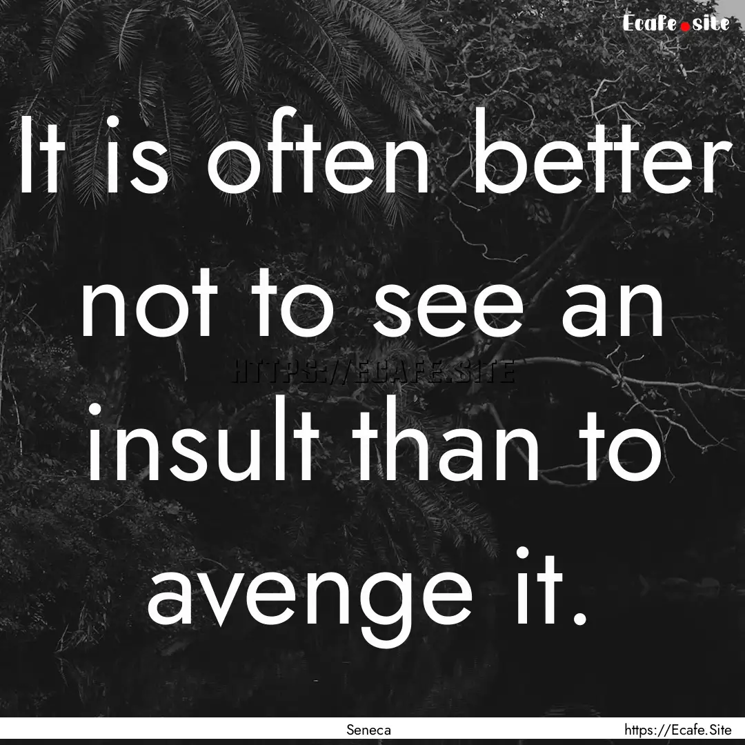 It is often better not to see an insult than.... : Quote by Seneca