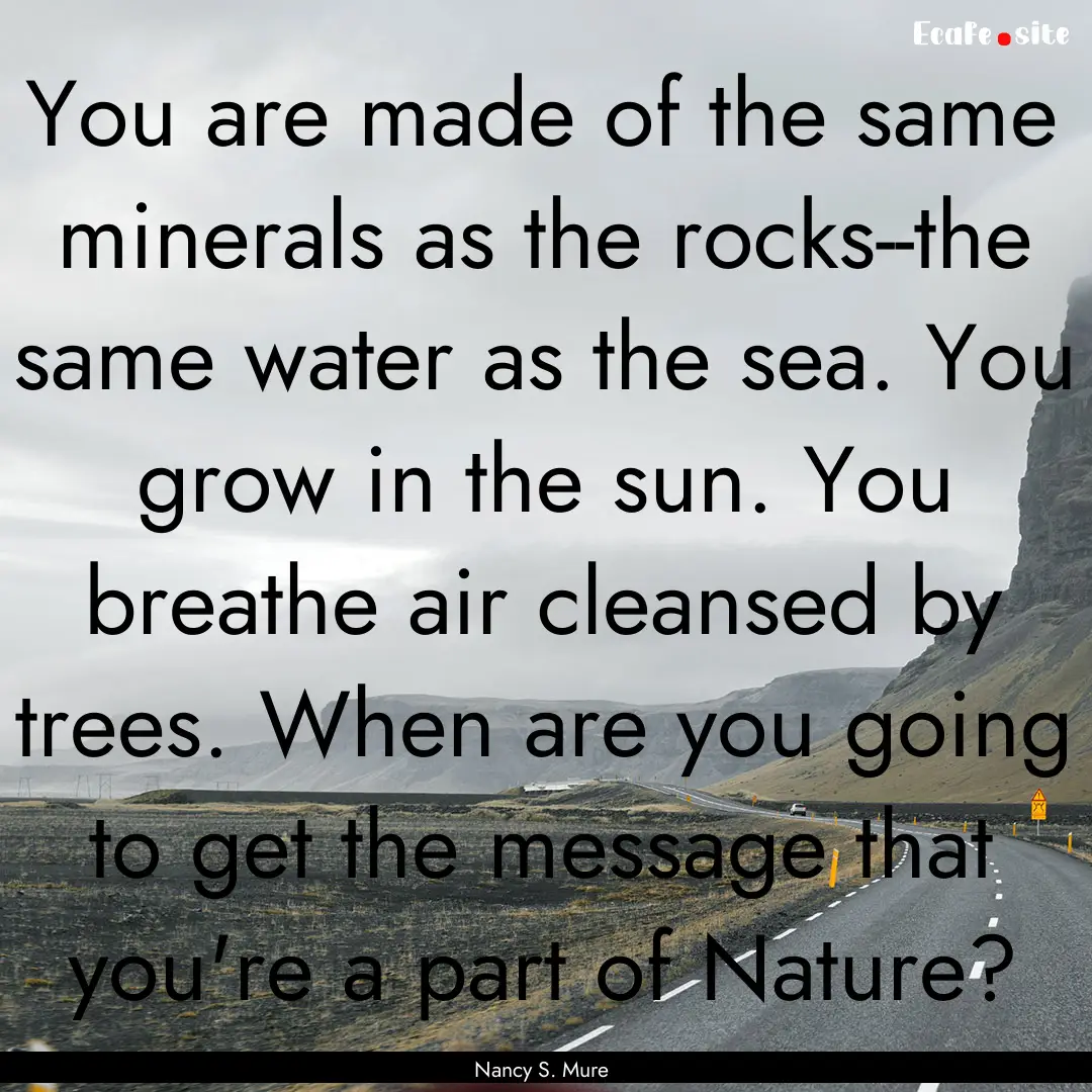 You are made of the same minerals as the.... : Quote by Nancy S. Mure