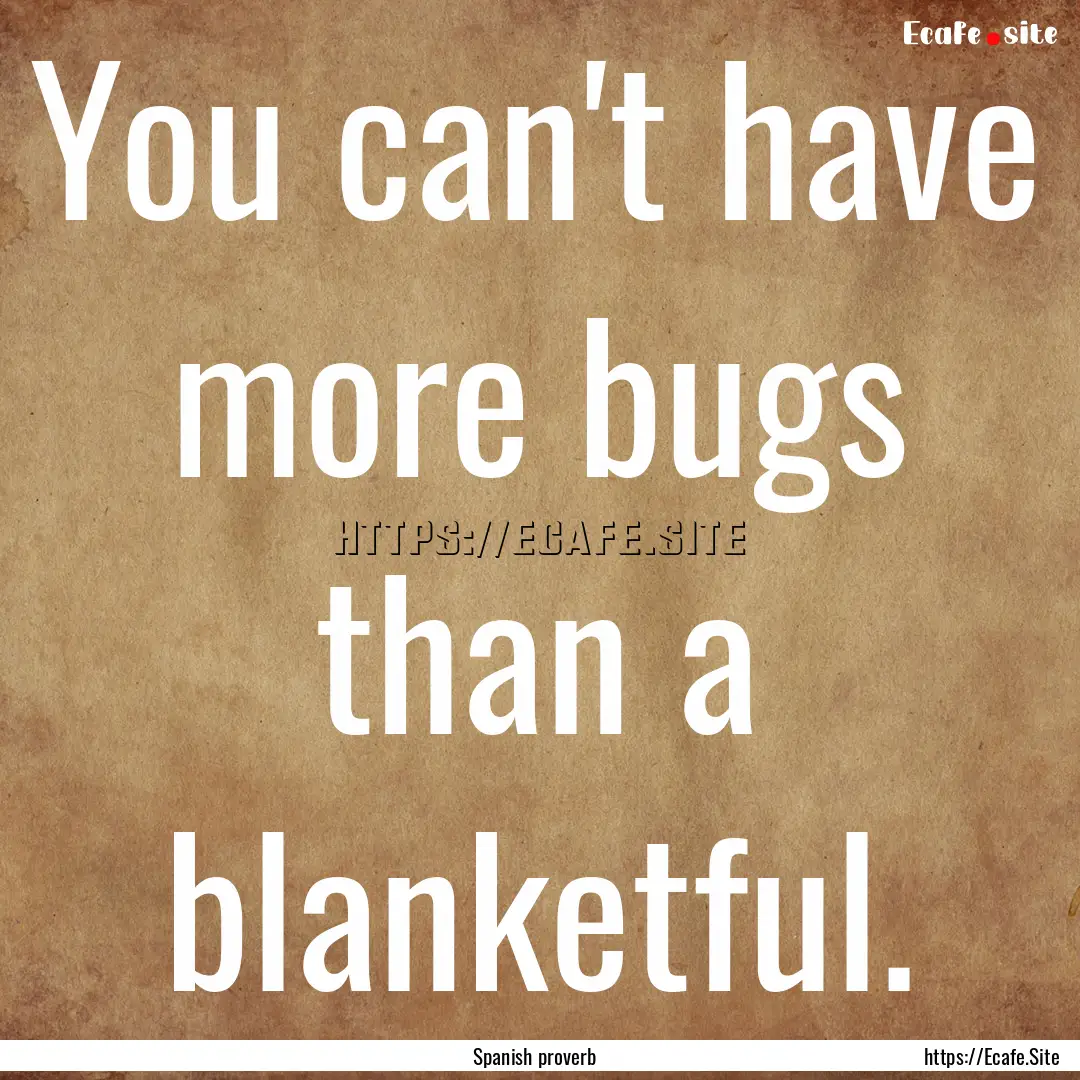 You can't have more bugs than a blanketful..... : Quote by Spanish proverb