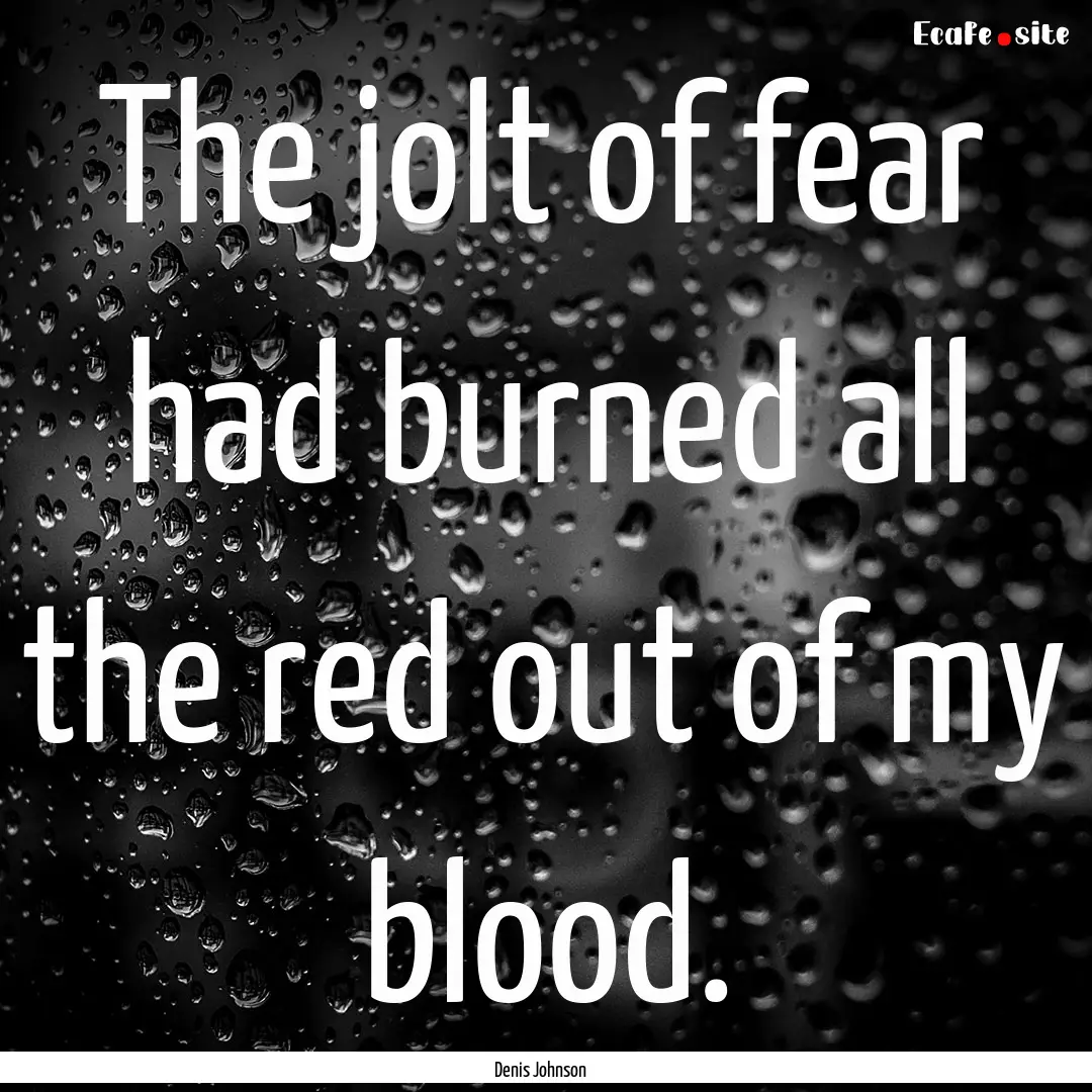 The jolt of fear had burned all the red out.... : Quote by Denis Johnson