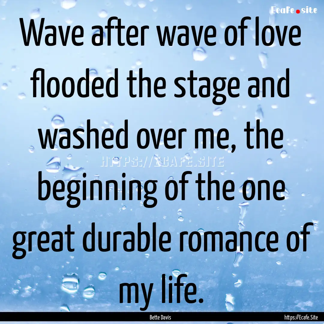 Wave after wave of love flooded the stage.... : Quote by Bette Davis