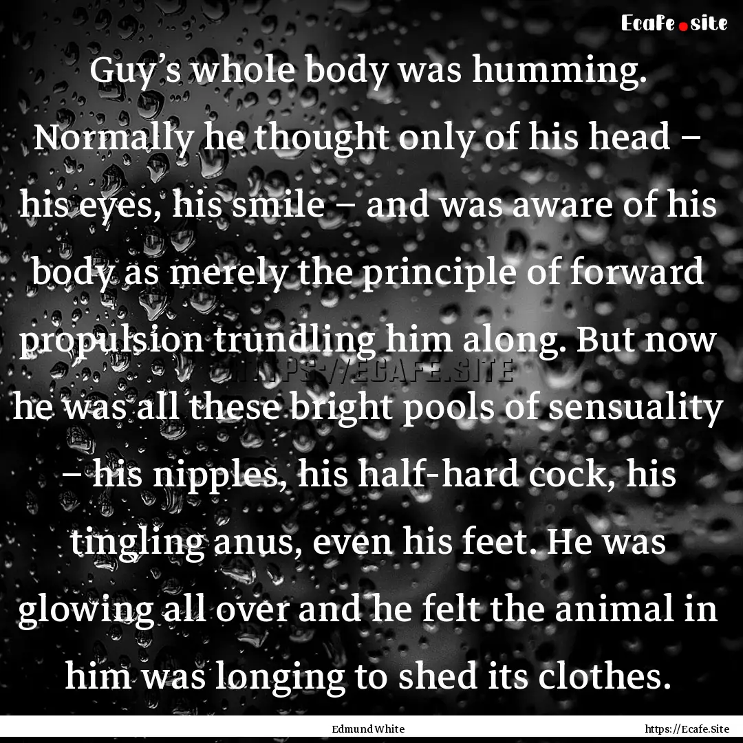 Guy’s whole body was humming. Normally.... : Quote by Edmund White