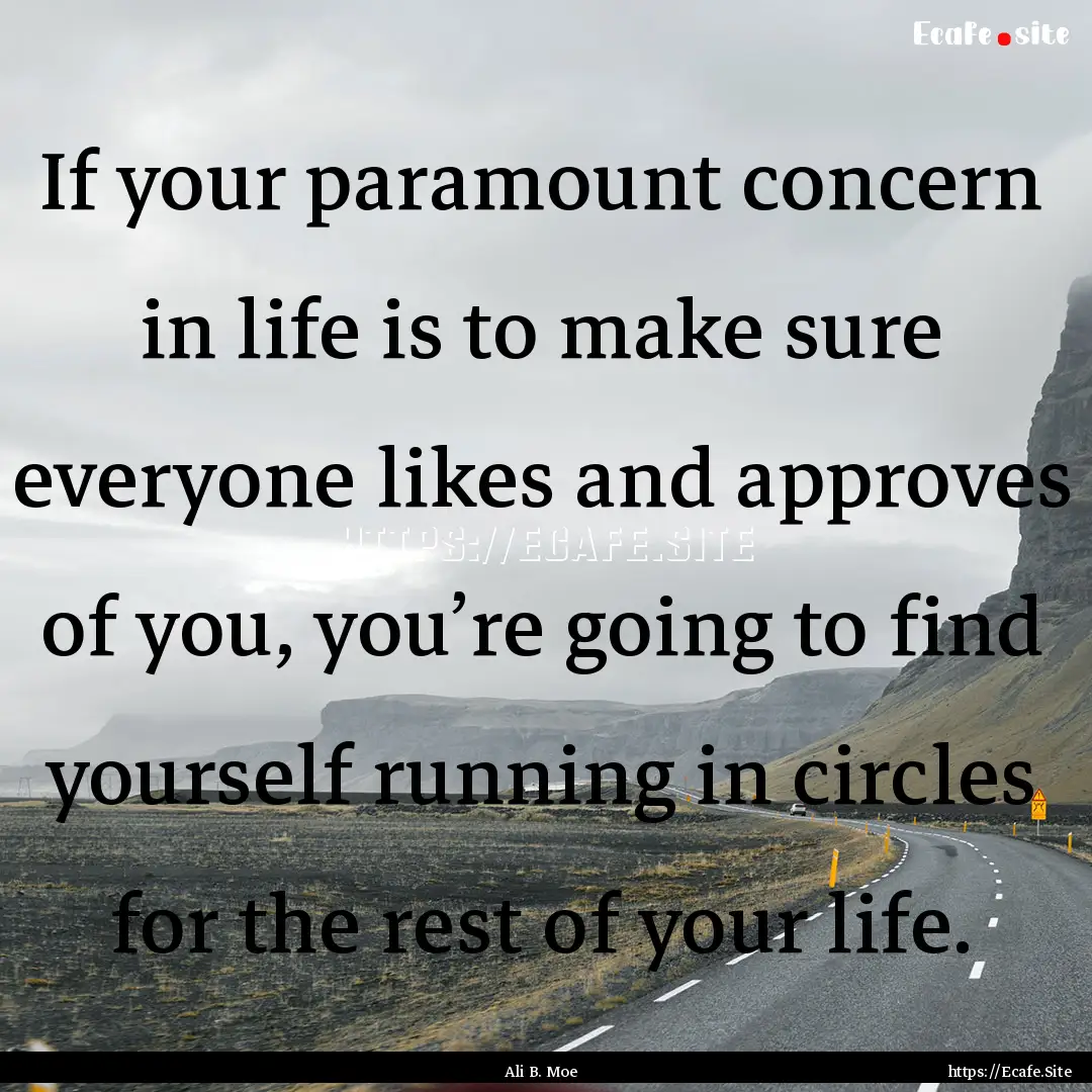 If your paramount concern in life is to make.... : Quote by Ali B. Moe