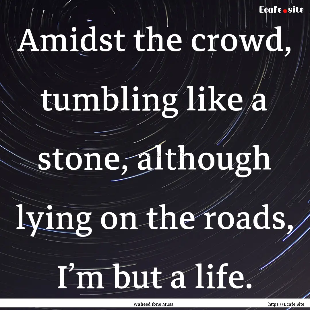 Amidst the crowd, tumbling like a stone,.... : Quote by Waheed Ibne Musa