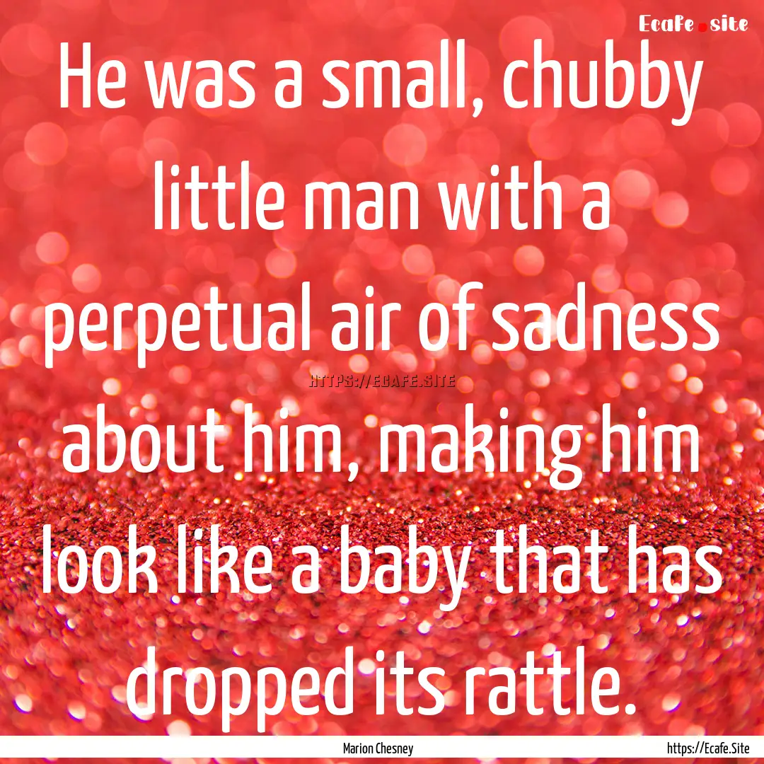 He was a small, chubby little man with a.... : Quote by Marion Chesney