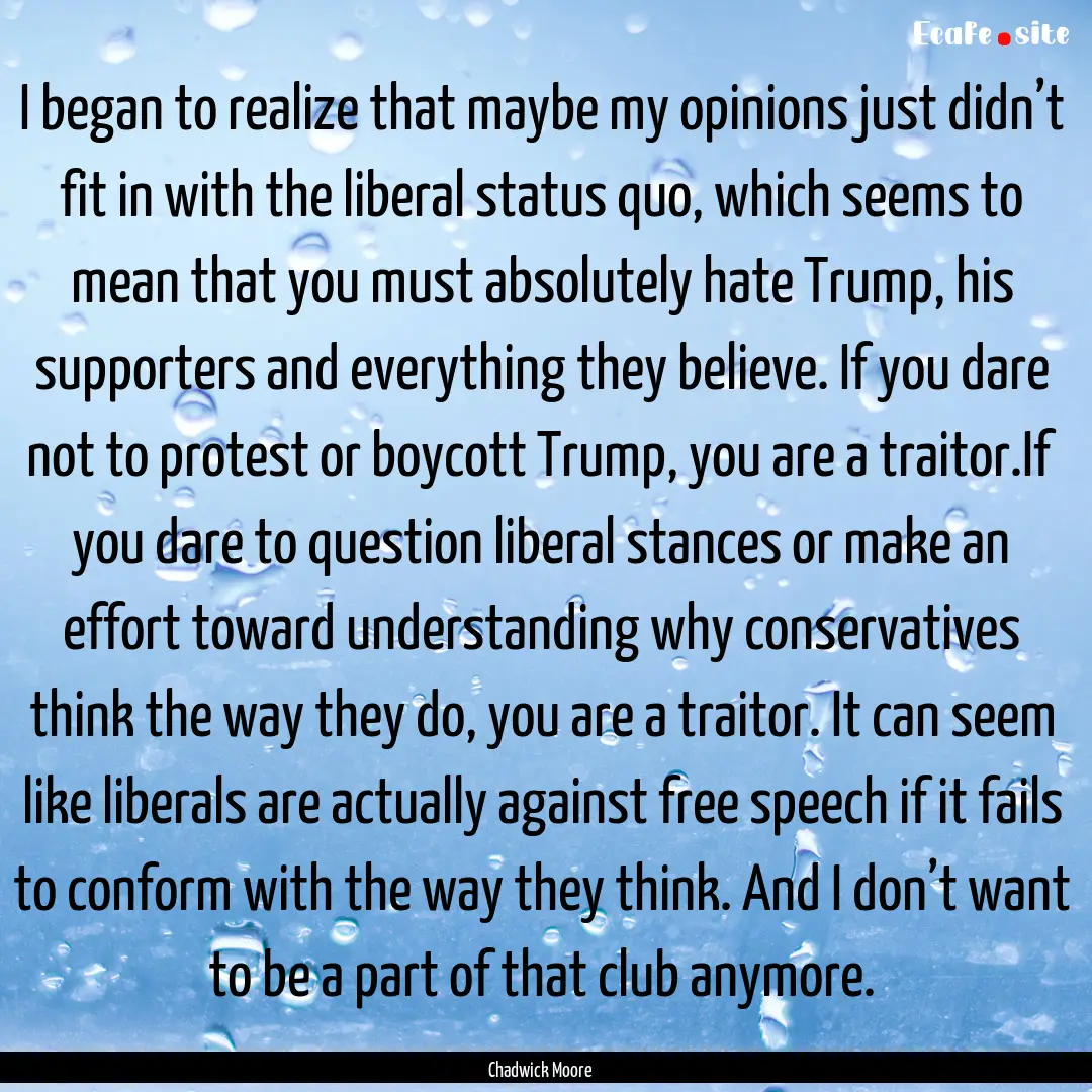 I began to realize that maybe my opinions.... : Quote by Chadwick Moore