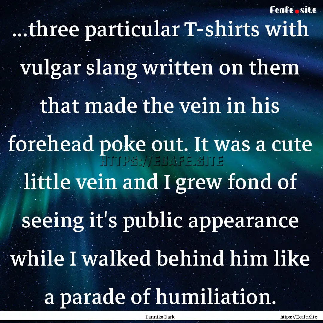 ...three particular T-shirts with vulgar.... : Quote by Dannika Dark