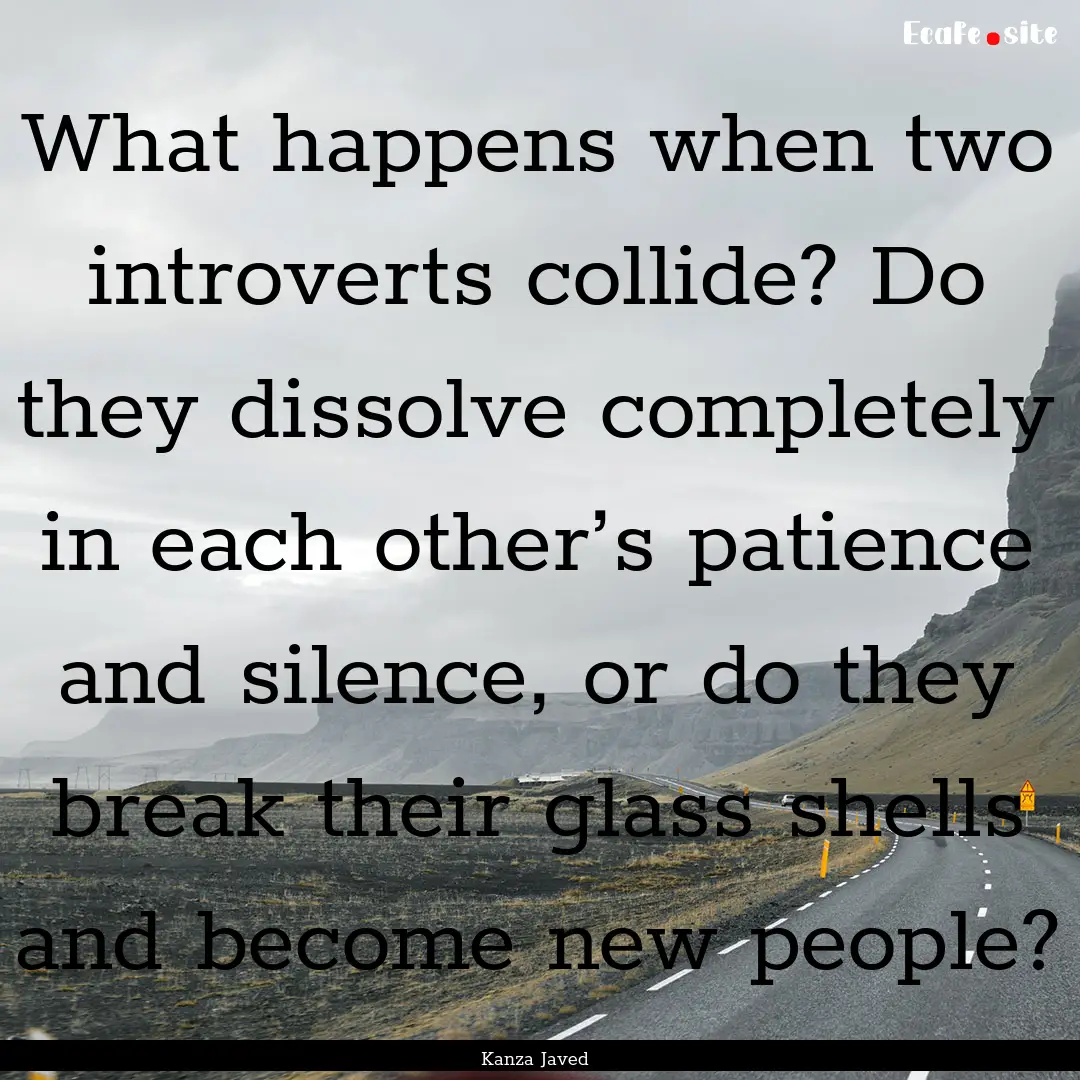 What happens when two introverts collide?.... : Quote by Kanza Javed