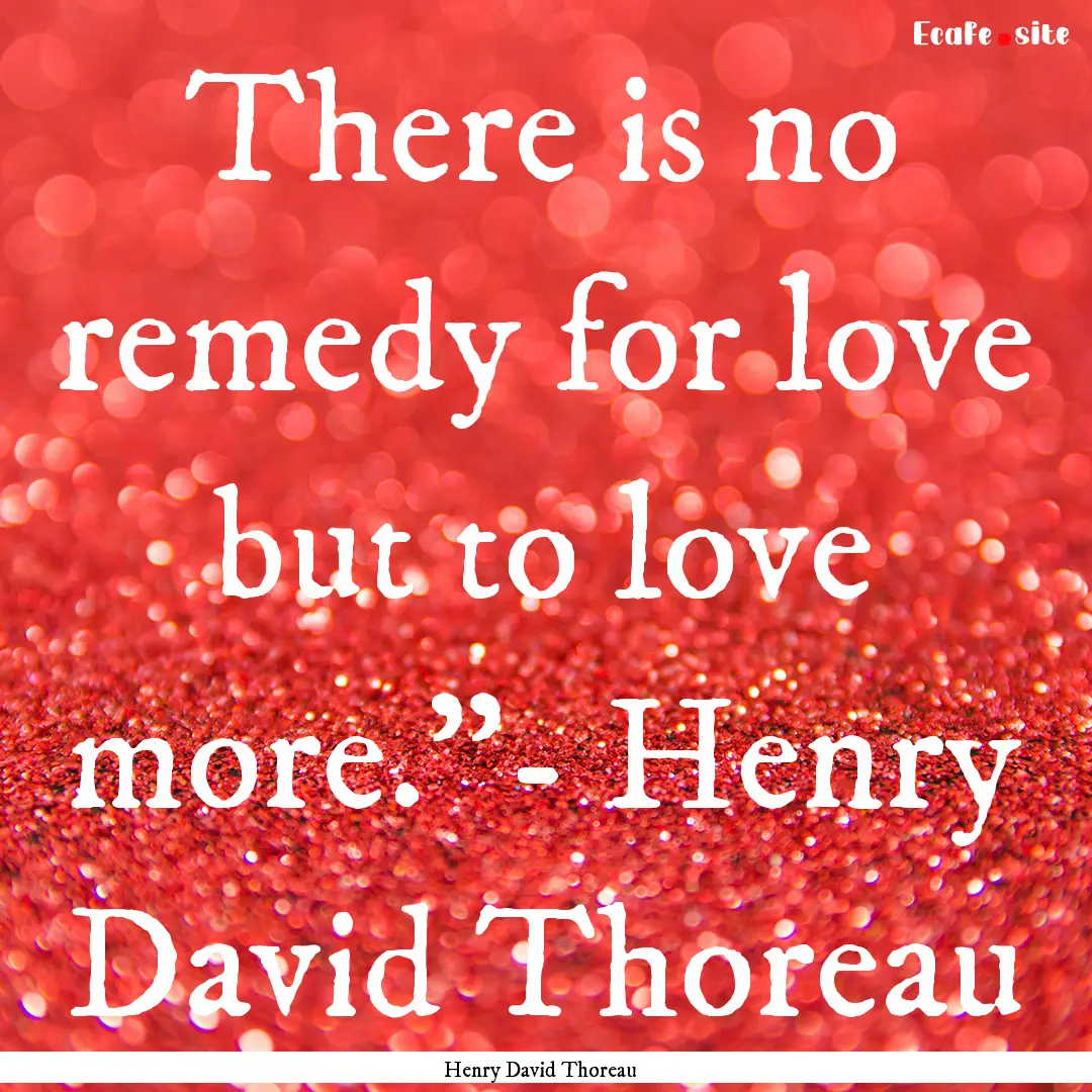 There is no remedy for love but to love more.