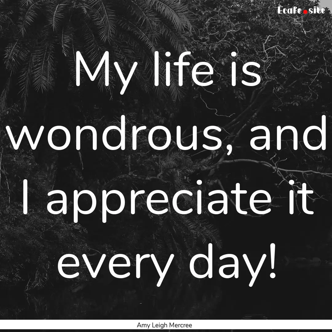 My life is wondrous, and I appreciate it.... : Quote by Amy Leigh Mercree