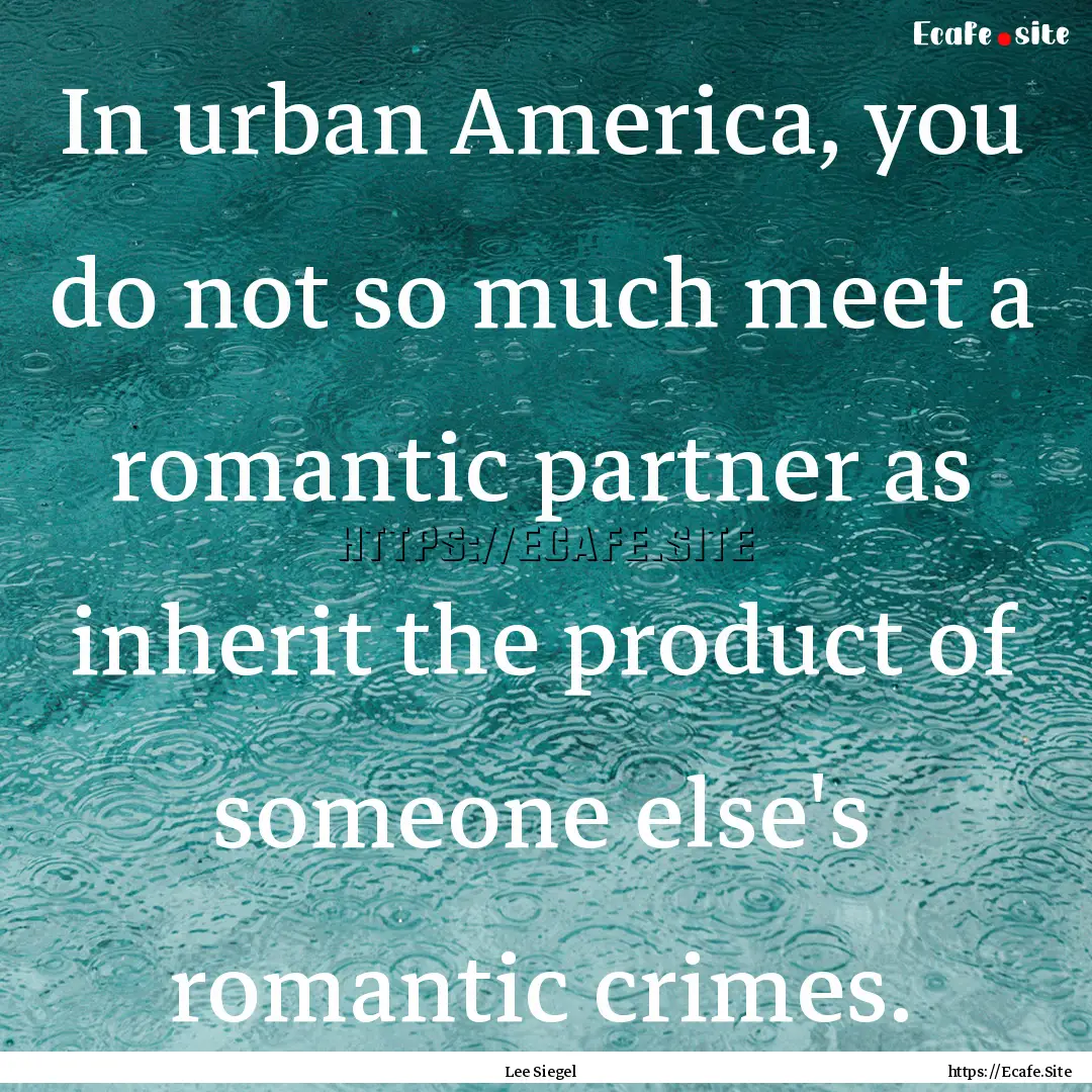 In urban America, you do not so much meet.... : Quote by Lee Siegel