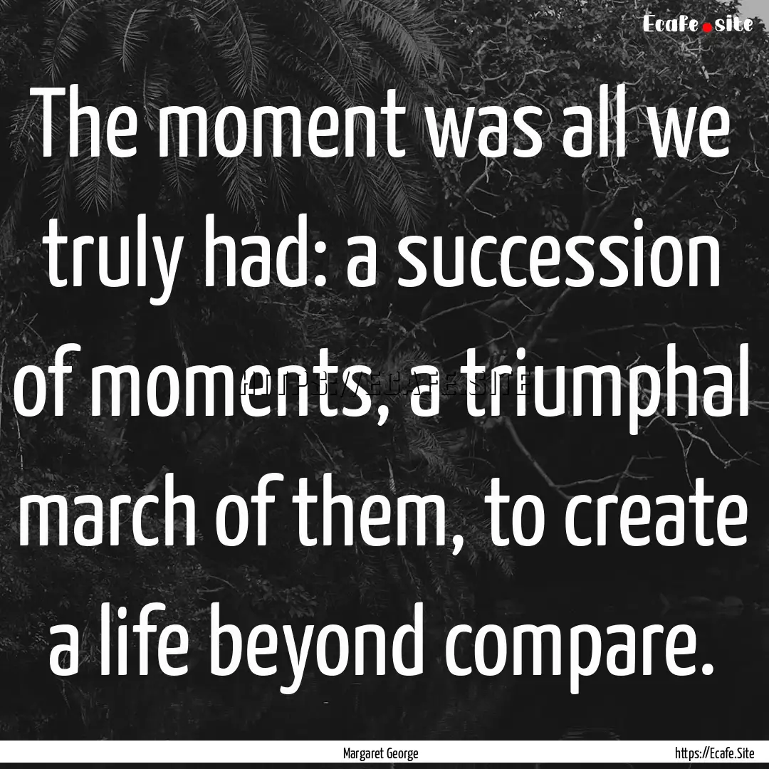 The moment was all we truly had: a succession.... : Quote by Margaret George